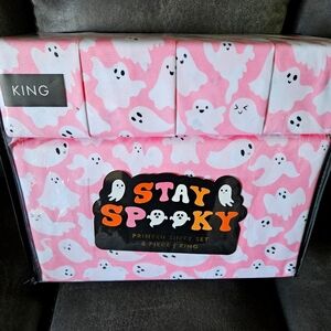 Pink ghost KING size sheet sheets set Halloween